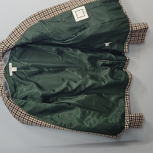 Liz Claiborne New York Tartan Brown Cream Black Wool Plaid Blazer - Picture 2 of 11